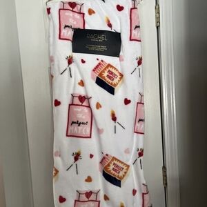 Rachel White Blanket with Pink and Red Accents